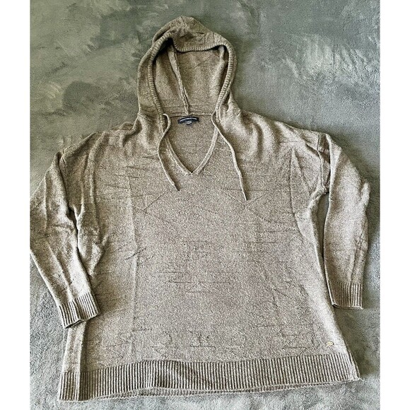 American Eagle Womens Hoodie Sweater Gray V-Neck Pullover Size S Lightly Worn - Picture 2 of 7